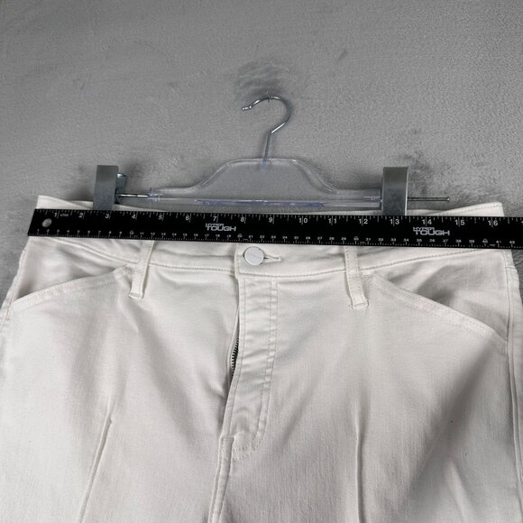 Express Skyscraper Bootcut Jeans Womens 14R Ankle Slit Mid Rise Pintuck White - Picture 11 of 16